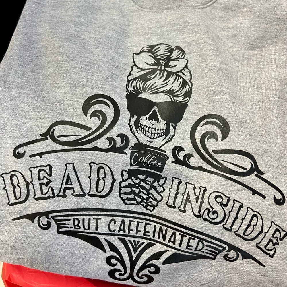 Medium Gray Crewneck - Dead Inside but Caffeinated